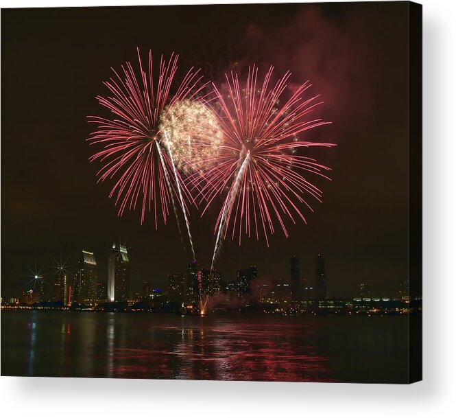 Photography Acrylic Print featuring the photograph San Diego Skyline Fireworks by Gigi Ebert