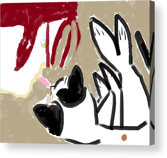 Modern Cat Art Acrylic Print featuring the painting Sandpaper Kisses by Anita Dale Livaditis