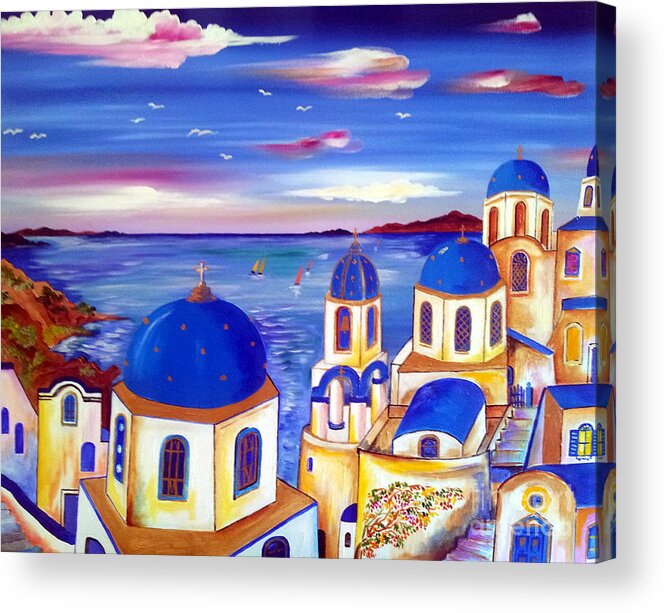 Grecia Acrylic Print featuring the painting Santorini is my dream by Roberto Gagliardi