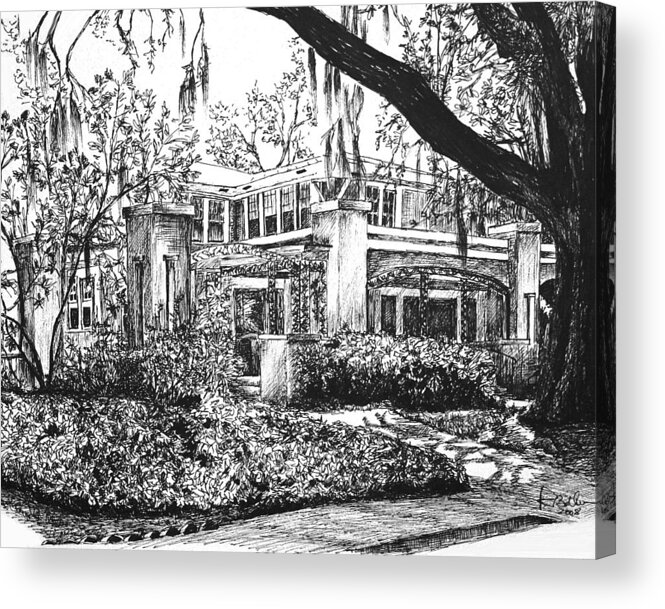 Savannah Acrylic Print featuring the drawing Savannah Living by Rachel Bochnia