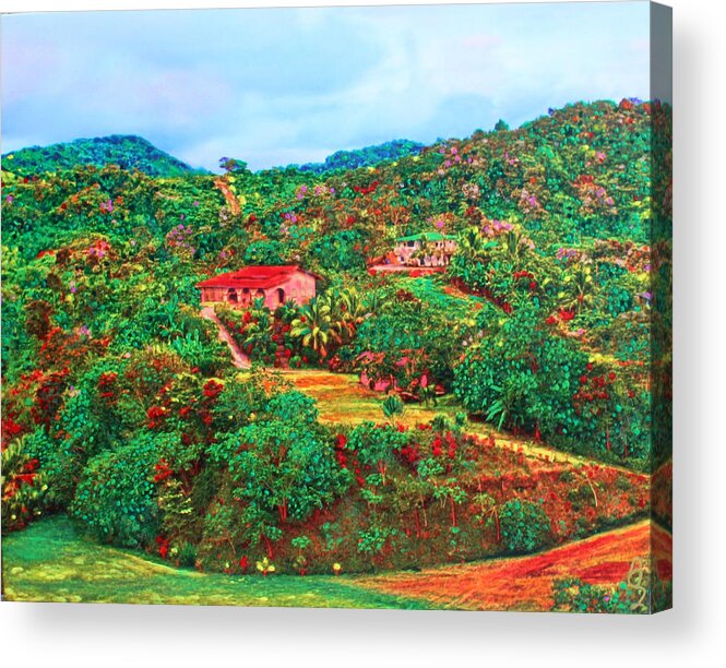 Mahogany Bay Acrylic Print featuring the painting Scene From Mahogony Bay Honduras by Deborah Boyd