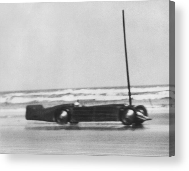 1 Person Acrylic Print featuring the photograph Seagrave's Golden Arrow Car by Underwood Archives