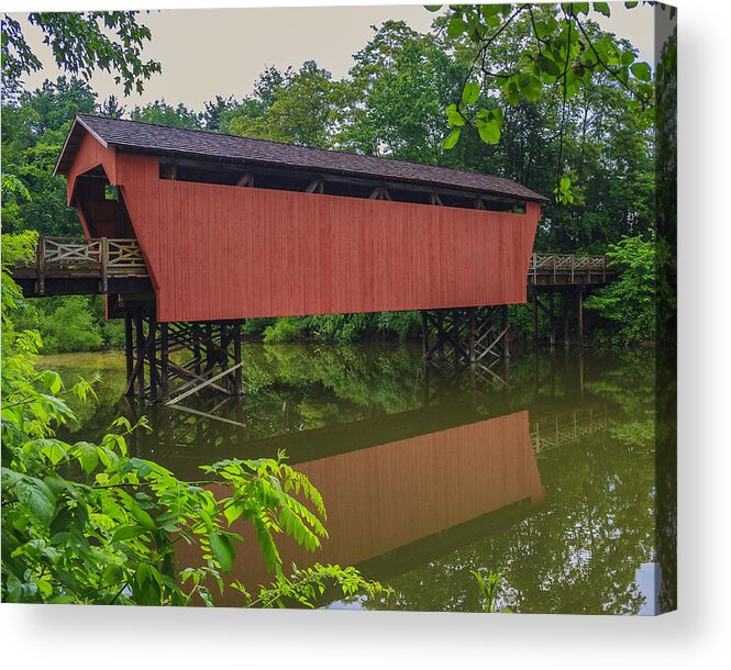 Ohio Acrylic Print featuring the photograph Shaeffer or Campbell Covered Bridge by Jack R Perry