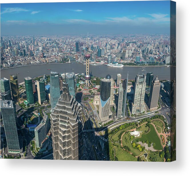 Chinese Culture Acrylic Print featuring the photograph Shanghai Aerial View Over Pundong by Fotovoyager