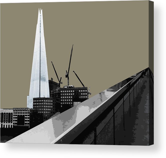 Gherkin Acrylic Print featuring the mixed media Shard - French GREY #2 by BFA Prints