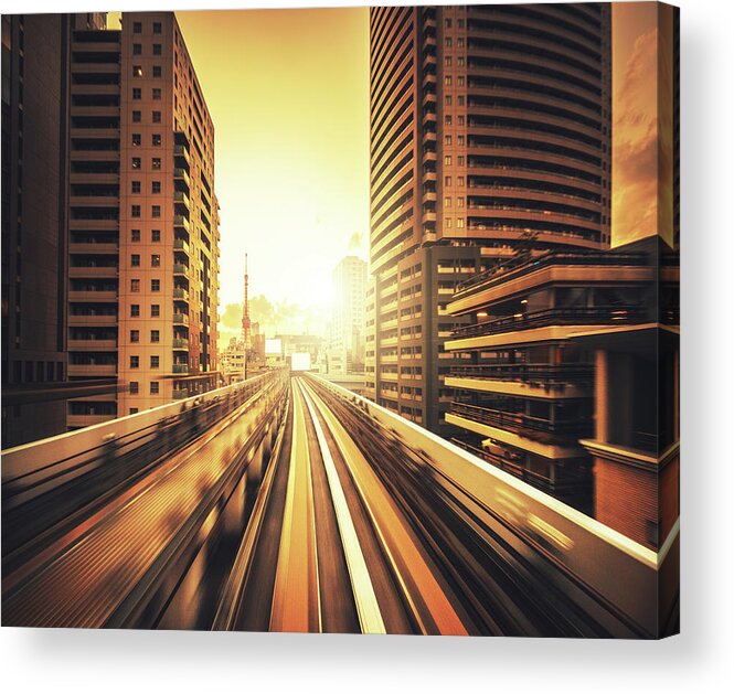 Tokyo Tower Acrylic Print featuring the photograph Shibaura Business Area In Tokyo - Japan by Franckreporter