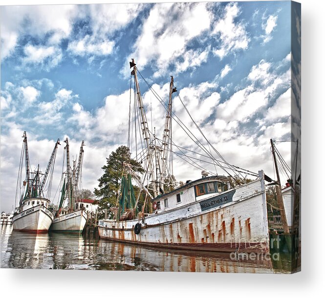 Shrimp Boats Acrylic Print featuring the photograph Shrimpers at Rest by Mike Covington