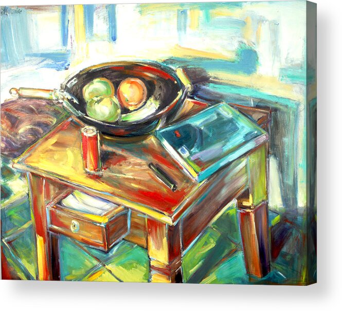 Still Life Acrylic Print featuring the painting Side table by Zofia Kijak