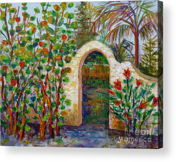 Siesta Key Archway Acrylic Print featuring the painting Siesta Key Archway by Lou Ann Bagnall