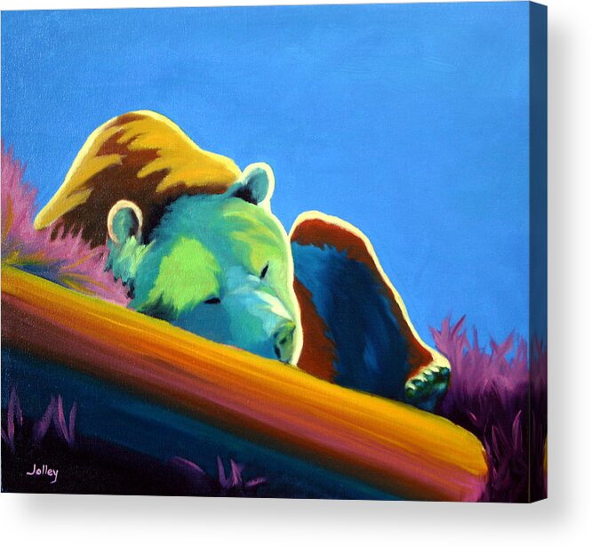 Bear Acrylic Print featuring the painting Siesta Time by Nancy Jolley