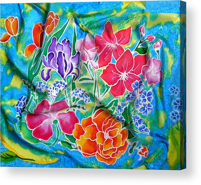 Flowers Acrylic Print featuring the painting Silk Summer Bouquet by Sandra Fox