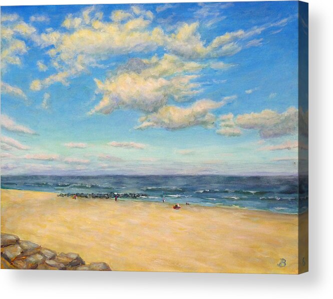 Seascape Acrylic Print featuring the painting Sky and Sand by Joe Bergholm