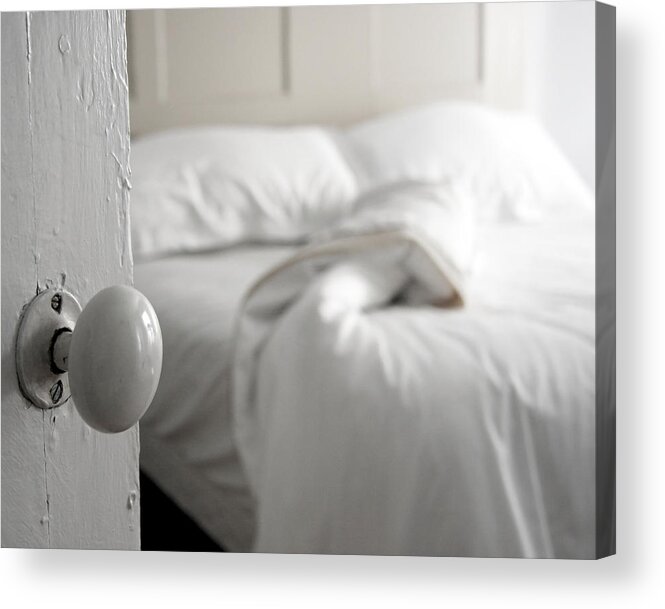 Unmade Bed Acrylic Print featuring the photograph Sleeping Alone by Brooke T Ryan