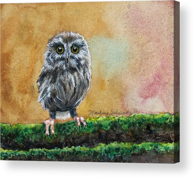 Owl Acrylic Print featuring the painting Small Wonder by Marlene Schwartz Massey