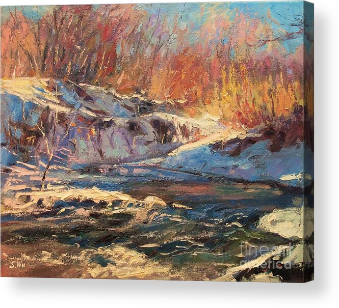 Sean Wu Acrylic Print featuring the painting Snow by Sean Wu