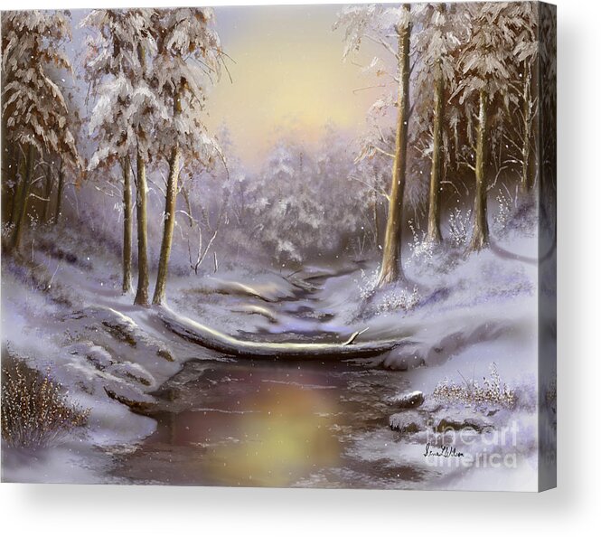 Winter Acrylic Print featuring the painting Softly Falling by Sena Wilson
