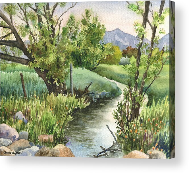 Landscape Painting Acrylic Print featuring the painting South Boulder Creek by Anne Gifford