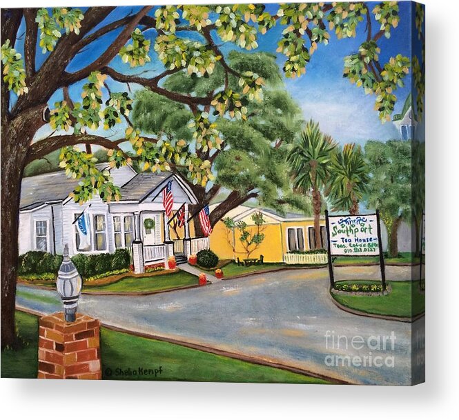 Art Acrylic Print featuring the painting Southport Tea House by Shelia Kempf