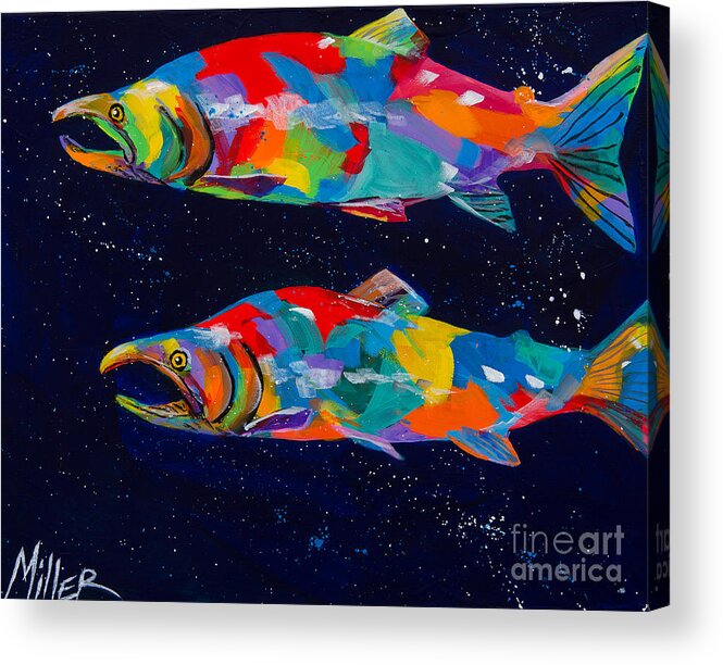 Artist Tracy Miller Acrylic Print featuring the painting Spawning Sockeyes by Tracy Miller