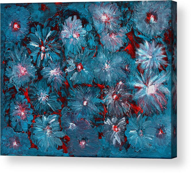 Abstract Acrylic Print featuring the painting Splashed Abstract Flowers by Carol Eliassen