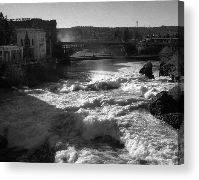 Spokane Falls Acrylic Print featuring the photograph Spokane Falls Spring Flow by Paul DeRocker