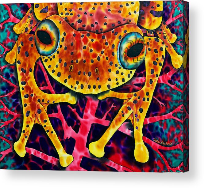 Tree Frog Acrylic Print featuring the painting Spotted Tree Frog by Daniel Jean-Baptiste
