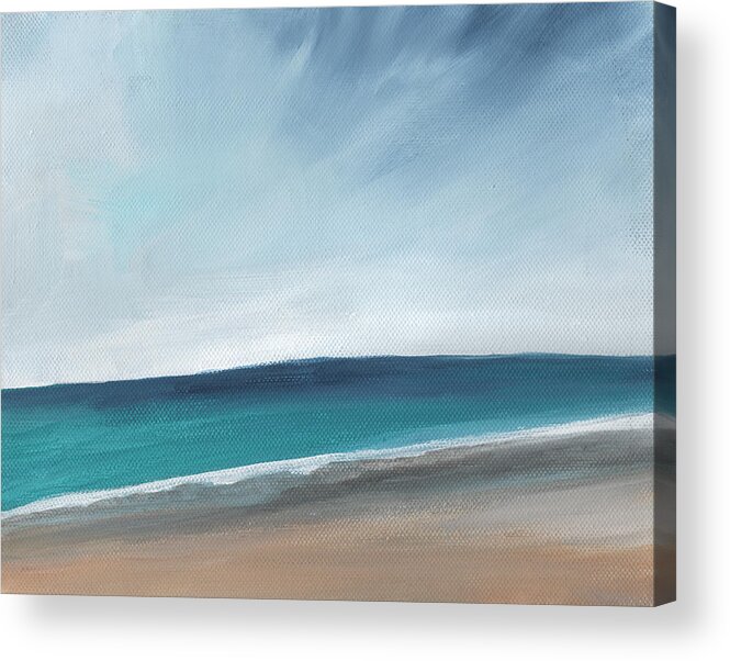 Beach Acrylic Print featuring the painting Spring Beach- contemporary abstract landscape by Linda Woods