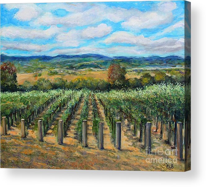 Stag's Acrylic Print featuring the painting Stags' Leap Vineyard by Rita Brown