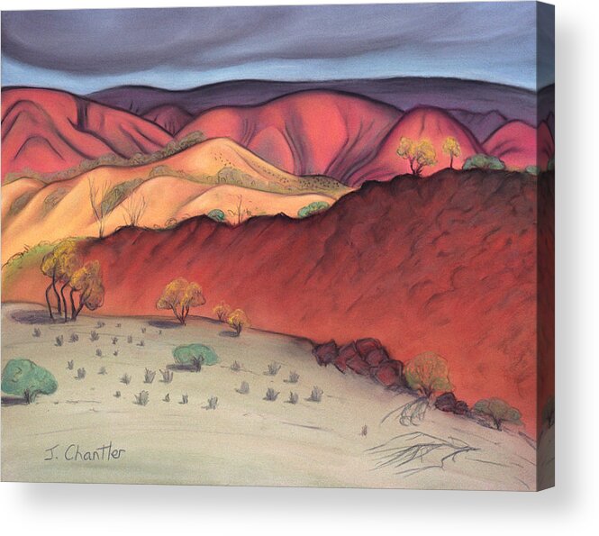 Gammon Ranges Acrylic Print featuring the pastel Storm Outback Australia by Judith Chantler