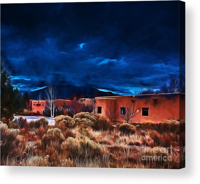 December Acrylic Print featuring the photograph Storm over Taos LX - homage OKeeffe by Charles Muhle