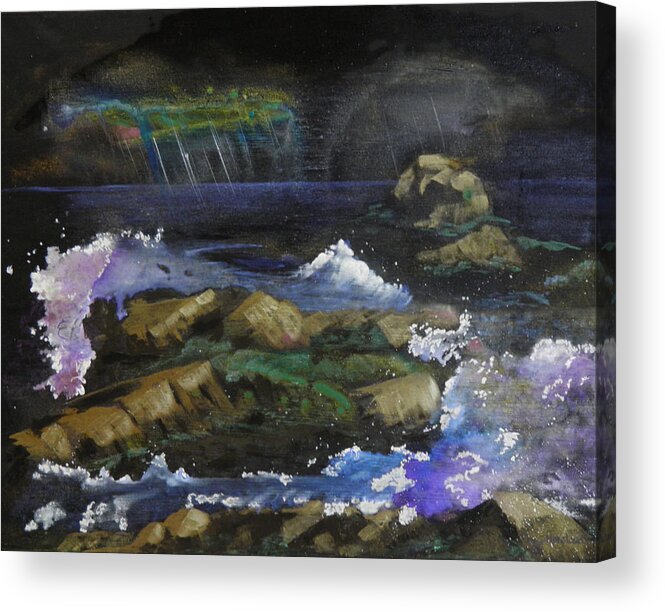 Stormy Night Acrylic Print featuring the painting Stormy Night by Terry Honstead