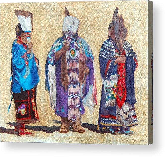 Native American Acrylic Print featuring the painting Study for The Three Sentinels by Christine Lytwynczuk