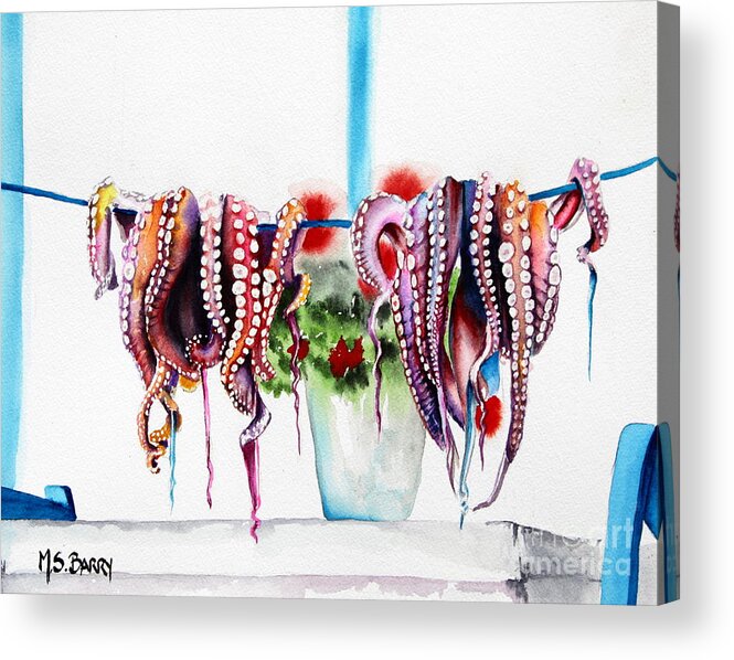 Octopus Acrylic Print featuring the painting Suckers by Maria Barry