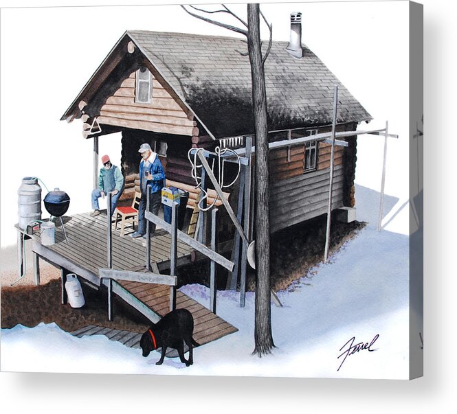 Sugarbush Acrylic Print featuring the painting Sugarbush Cabin by Ferrel Cordle