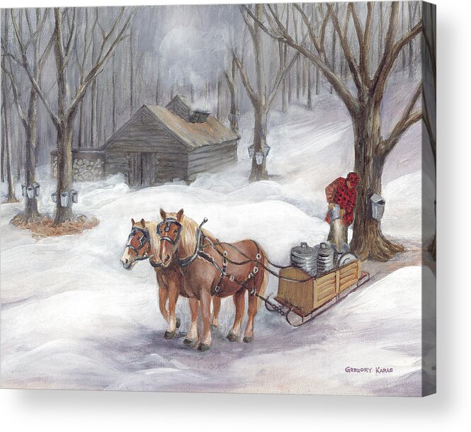 Maple Sugaring Acrylic Print featuring the painting Sugaring Time Again by Gregory Karas