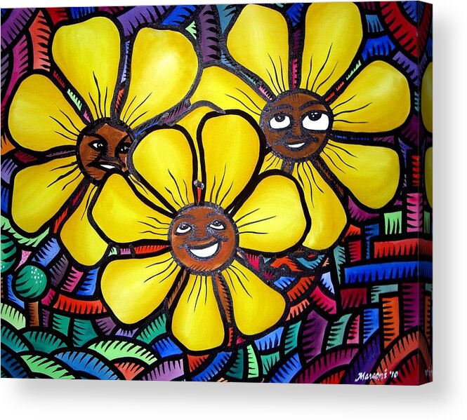  Acrylic Print featuring the painting Sun Flower and Friends Manila 2010 by Marconi Calindas