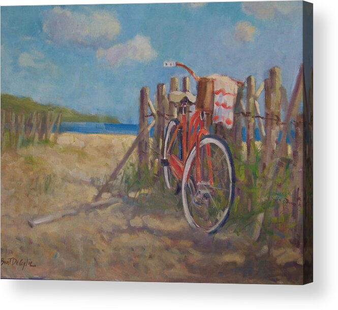 Bike Acrylic Print featuring the painting Sunday morning by Bart DeCeglie