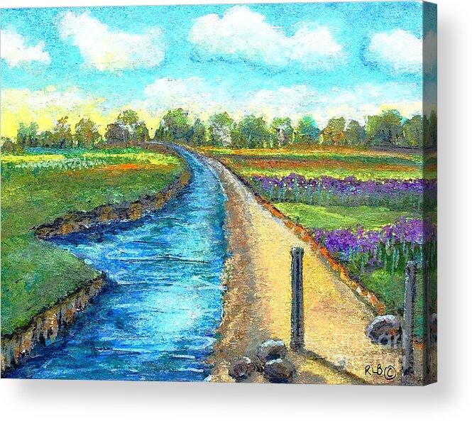 Marshfield Acrylic Print featuring the painting Sunlight on the Marsh by Rita Brown