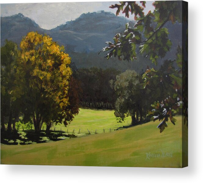 Landscape Acrylic Print featuring the painting Sunny Fall Day by Karen Ilari