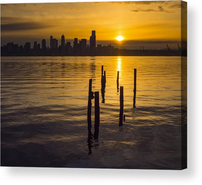 Seattle Acrylic Print featuring the photograph Sunrise Over Elliott Bay by Kyle Wasielewski