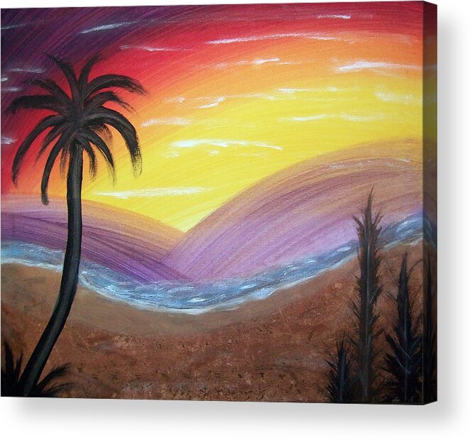 Abstract Acrylic Print featuring the painting Sunset Escape by Lora Mercado