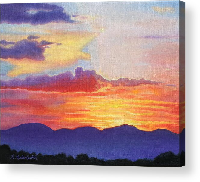 Sunset Mountain Silhouette Acrylic Print By Kristine Griffith