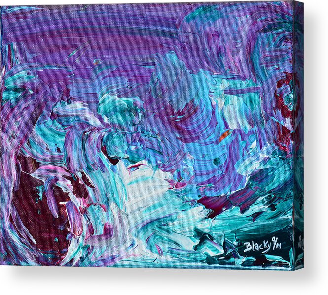 Water Acrylic Print featuring the painting Sunset On Raging Water by Donna Blackhall