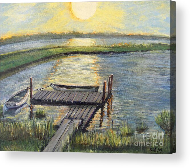 Falmouth Acrylic Print featuring the painting Sunset on the Bay by Rita Brown