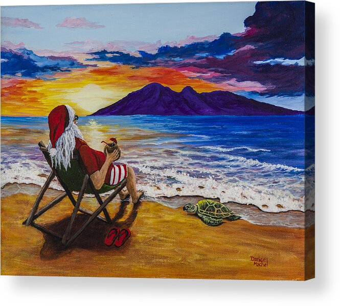 Sunset Santa Acrylic Print featuring the painting Sunset Santa by Darice Machel McGuire