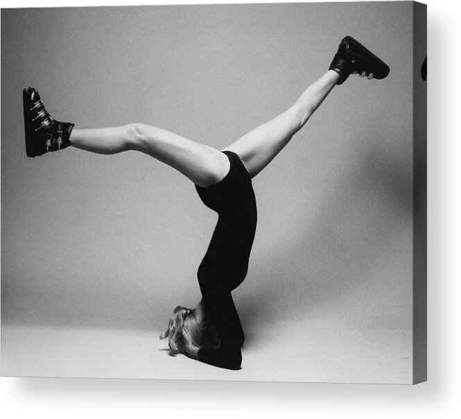 Sport Acrylic Print featuring the photograph Suzy Chaffee Standing On Her Head by Isi Veleris