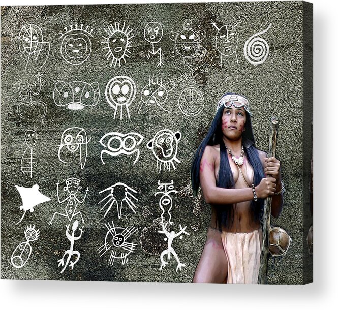 Koa Feliciano Acrylic Print featuring the photograph Taino Petroglyphs by Koa Feliciano