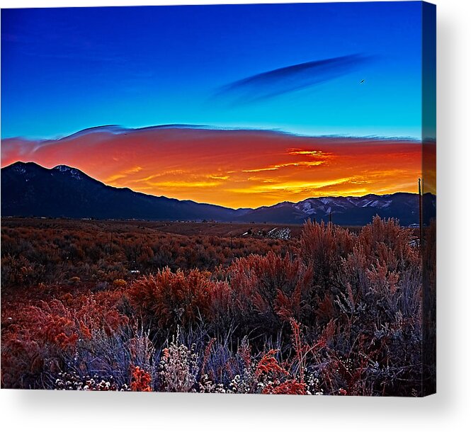 Sunrise Acrylic Print featuring the photograph Taos sunrise X by Charles Muhle
