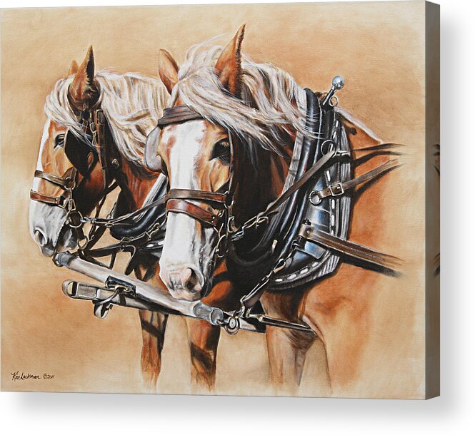 Horses Acrylic Print featuring the painting Ted and Tom by Kim Lockman