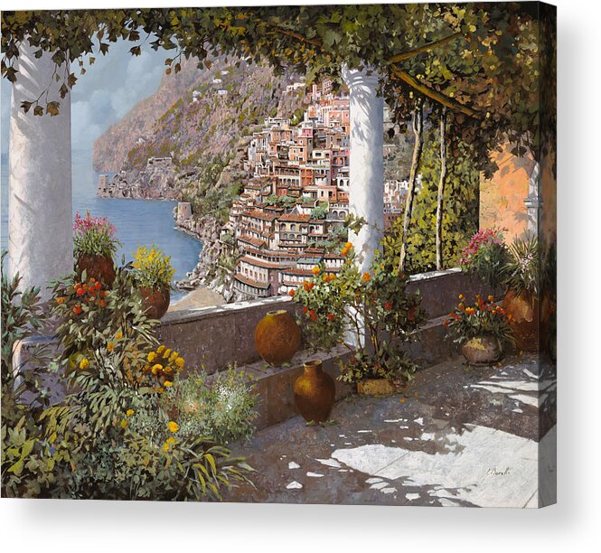 Positano Acrylic Print featuring the painting terrazza a Positano by Guido Borelli